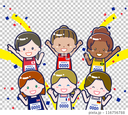 スポーツ大会に出場する多国籍な選手01 116756788