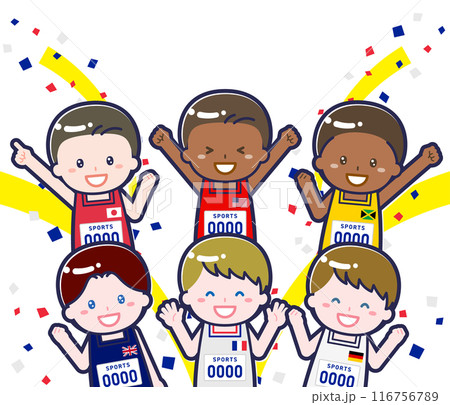 スポーツ大会に出場する多国籍な選手02 スポーツ大会に出場する多国籍な選手02 116756789