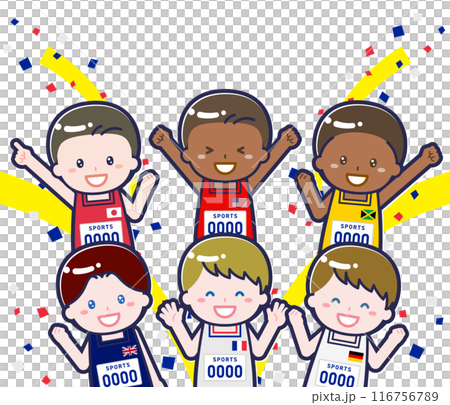 スポーツ大会に出場する多国籍な選手02 スポーツ大会に出場する多国籍な選手02 116756789