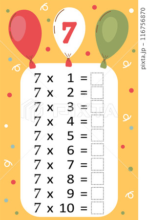 Multiplication tables for kids.Time table for kids.Colorful multiplication table. 116756870