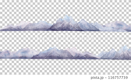 Monochrome mountains landscape silhouettes watercolor illustration set isolated on white background. Dark skyline of mountain chains on horizon Monochrome mountains landscape silhouettes watercolor illustration set isolated on white background. Dark skyline of mountain chains on horizon 116757739