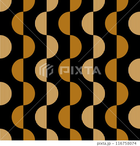 Abstract geometric semicircle graphic design print. Seamless geometric stripes pattern. Vector illustration 116758074