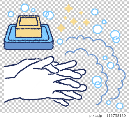 Color illustration of washing hands with soap 116758180