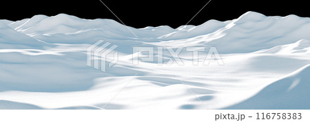 Snowdrift in the winter on black background with copy space snow mountain 3D render 116758383