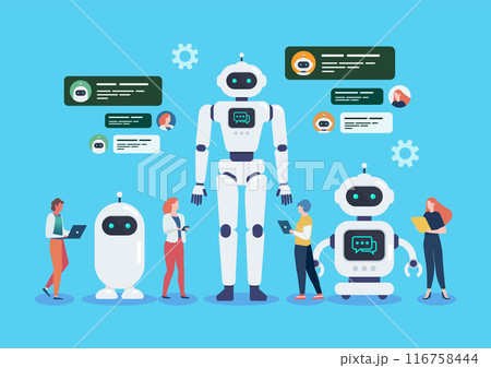 People with Android Robots Artificial intelligence chat bot People with Android Robots Artificial intelligence chat bot 116758444