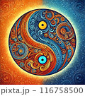 yin yang art　陰陽アート　太陽と月 116758500