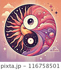 yin yang art　陰陽アート　太陽と月 116758501