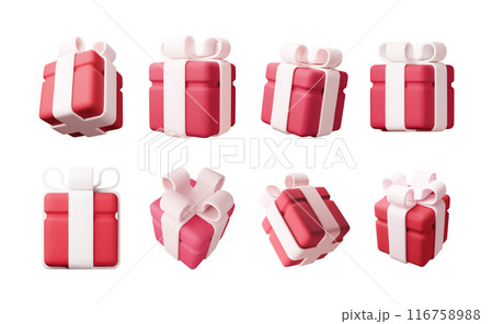 3D gift box set isolated 116758988