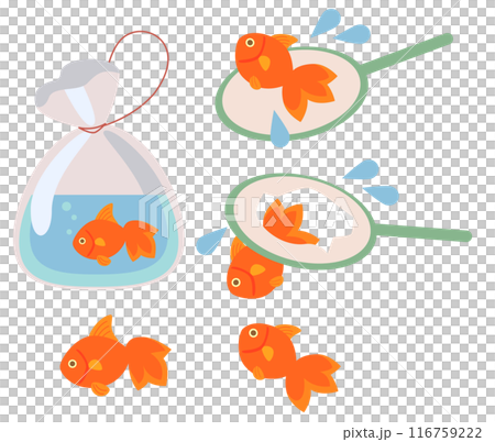 Goldfish scooping illustration set Goldfish scooping illustration set 116759222