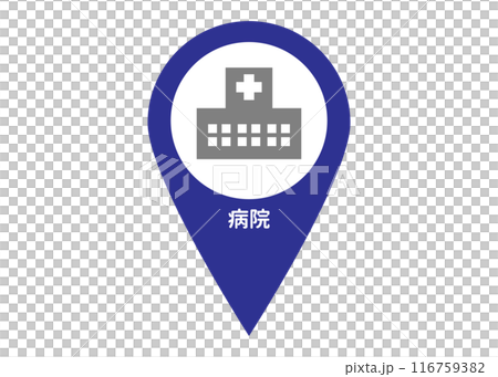 Map pin, hospital map symbol, icon, mark, pictogram 116759382