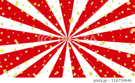 サンバーストと金箔紙吹雪のバナー背景/赤・白地 サンバーストと金箔紙吹雪のバナー背景/赤・白地 116759646
