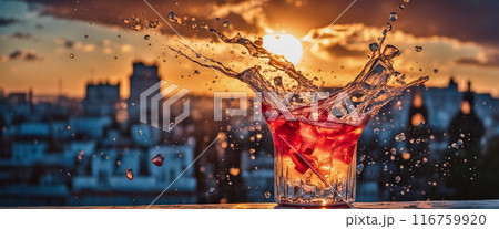 vibrant cocktails with fruit garnishes splash, refreshing beverages ideal for summer party menu 116759920