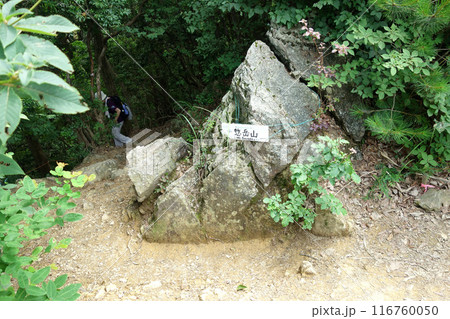 岩茸石山から惣岳山への降り口の表示（東京都青梅市） 116760050