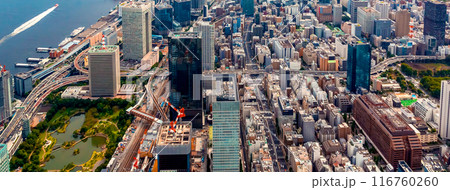 Aerial view of Odaiba Harbor in Tokyo, Japan 116760260