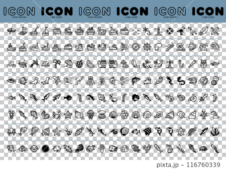 可用於商業等的網路圖示魚和海友集。 116760339