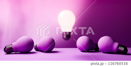 One out unique idea light bulb - 3D One out unique idea light bulb - 3D 116760538