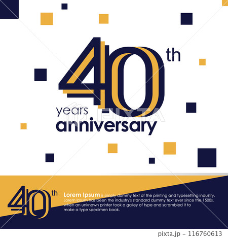 40th Anniversary logotype with blue and orange color design template 116760613