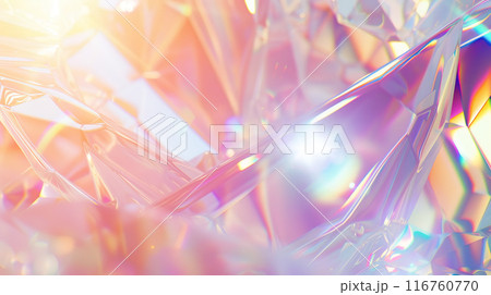 乱反射で美しくきらめくカラフルなクリスタルテクスチャーの背景 乱反射で美しくきらめくカラフルなクリスタルテクスチャーの背景 116760770