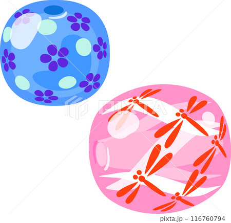 青色とピンク色のトンボ玉 青色とピンク色のトンボ玉 116760794