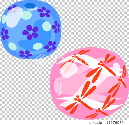 青色とピンク色のトンボ玉 青色とピンク色のトンボ玉 116760794