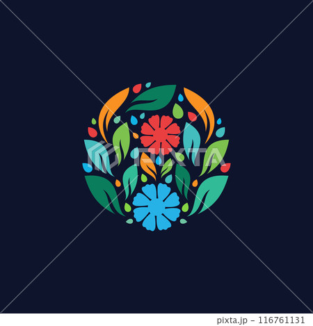 Colorful circle floral pattern logo design template Colorful circle floral pattern logo design template 116761131