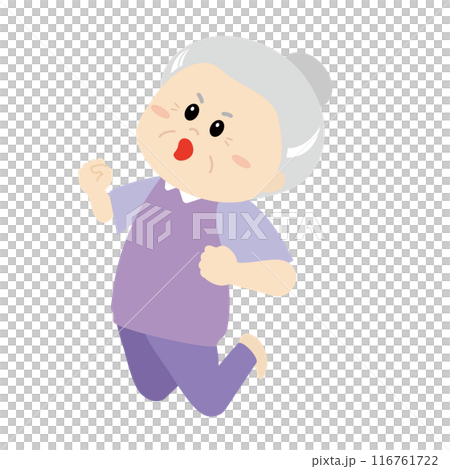 A cheerful grandma jumping 116761722