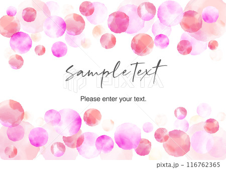 水彩　水玉　ピンク　オレンジ　メッセージ　カード　挨拶　イメージ　背景 116762365