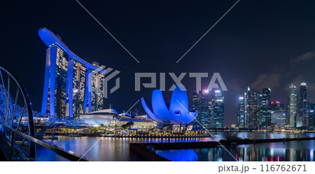 近代都市風景 シンガポールのパノラマ夜景 近代都市風景 シンガポールのパノラマ夜景 116762671