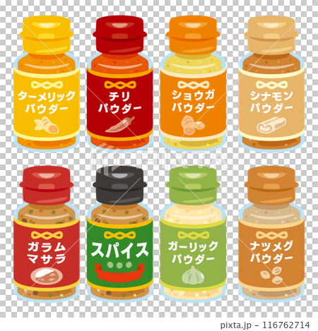 日本語表記のボトル入りスパイスセット 116762714