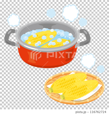 玉米在鍋裡用雙手煮 116762724