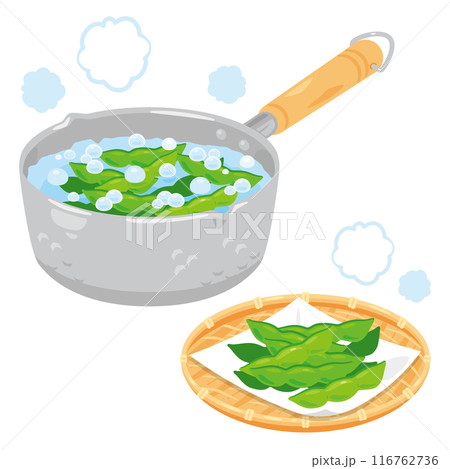 片手鍋で茹でられる枝豆 116762736