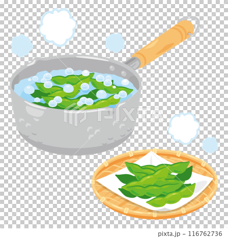 片手鍋で茹でられる枝豆 116762736