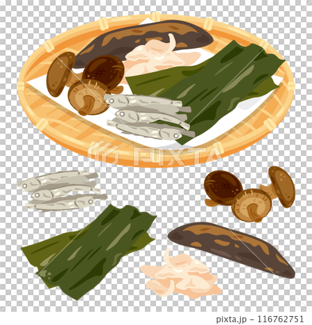 Ingredients for soup stock in a colander 116762751