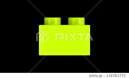 Lime Green Lego Block Isolated on a Black Background. Close Up View of a Plastic Children Game Brick for Constructors, Side View. High Quality 3D Rendering with a Work Path. 8K Ultra HD, 7680x4320 Lime Green Lego Block Isolated on a Black Background. Close Up View of a Plastic Children Game Brick for Constructors, Side View. High Quality 3D Rendering with a Work Path. 8K Ultra HD, 7680x4320 116762772