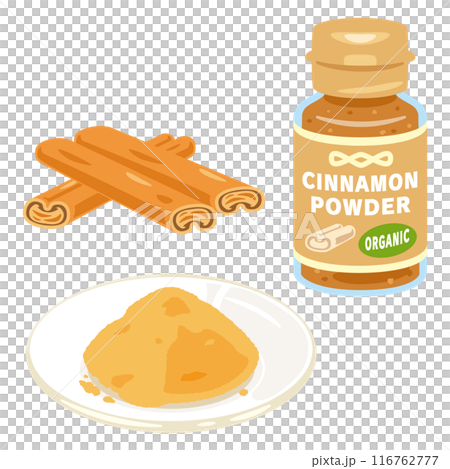 瓶裝有機肉桂粉和肉桂棒 116762777