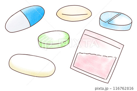 ゆるめシンプル薬・サプリメントセット アナログ風 ゆるめシンプル薬・サプリメントセット アナログ風 116762816
