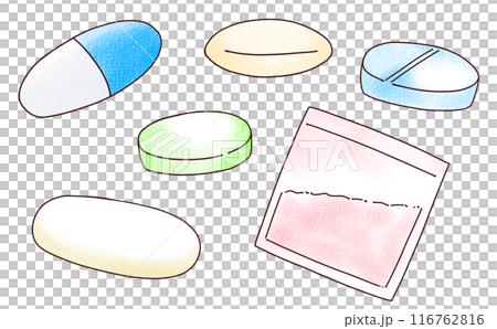 ゆるめシンプル薬・サプリメントセット アナログ風 ゆるめシンプル薬・サプリメントセット アナログ風 116762816