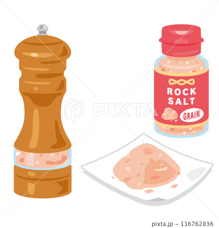 ソルトミルとボトル入りの岩塩 ソルトミルとボトル入りの岩塩 116762836