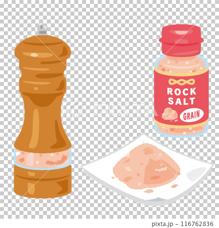 ソルトミルとボトル入りの岩塩 ソルトミルとボトル入りの岩塩 116762836