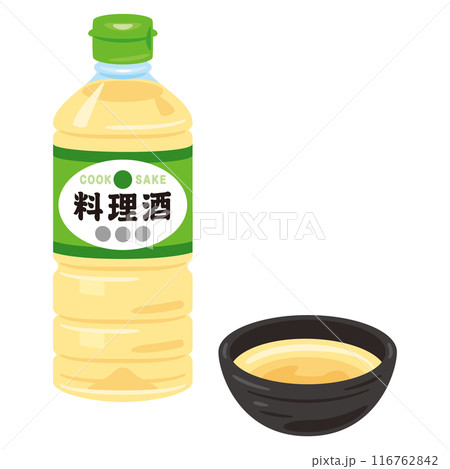 ボトルに入った料理酒と小鉢に入った料理酒 116762842