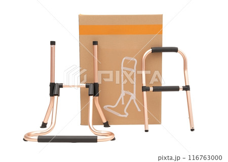 Medical walker for patient, elderly, assistive device isolated on a white background. Medical concept. 116763000