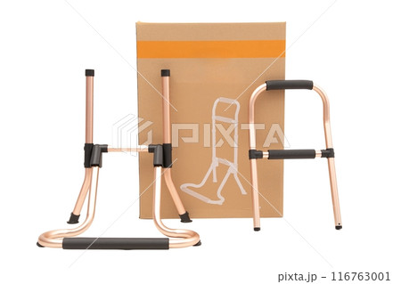 Medical walker for patient, elderly, assistive device isolated on a white background. Medical concept. 116763001