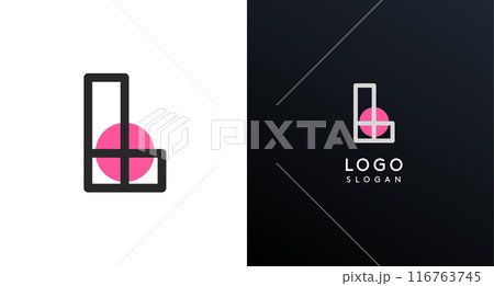 Letter L modern logo featuring geometric shapes, circle and lines. Abstract minimalist logotype for Japanese restaurant branding, tech companies, creative business identities. Vector illustration Letter L modern logo featuring geometric shapes, circle and lines. Abstract minimalist logotype for Japanese restaurant branding, tech companies, creative business identities. Vector illustration 116763745