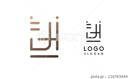 Stylized letter J, tech-inspired typography logo, unique extraterrestrial civilization symbol ancient inscriptions for creative branding, tech logo. Nordic runes monogram, abstract linear logotype 116763844