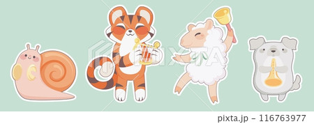 Cute animals playing musical instruments set 116763977