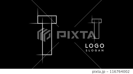Letter T pencil drawn, architectural blueprint logo design, construction plan, technical drawing. Ideal for corporate branding, industrial projects, engineering firms. Vector illustration Letter T pencil drawn, architectural blueprint logo design, construction plan, technical drawing. Ideal for corporate branding, industrial projects, engineering firms. Vector illustration 116764002