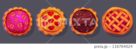 Fruit pies top view set isolated on background 116764024