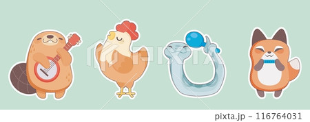Cute animal band play on music instrument cartoon Cute animal band play on music instrument cartoon 116764031