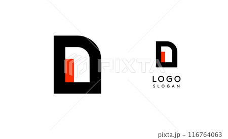 Bauhaus flat unique Letter D, color logo for business, tech apps, architectural brands. Minimal modular geometric design, simple modern branding. Vector logotype 116764063