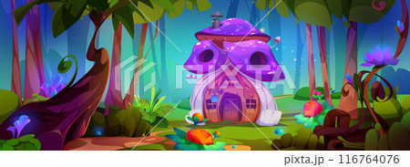 Magic fairy elf or gnome mushroom house in forest Magic fairy elf or gnome mushroom house in forest 116764076